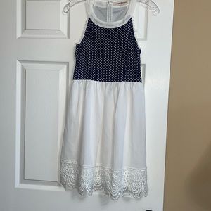 Altar’d State girls white & navy dot dress size small